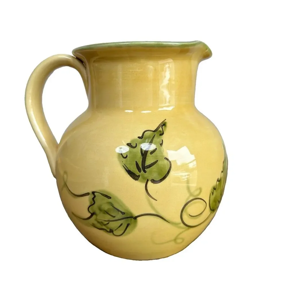 Williams Sonoma Fall Harvest Pumpkin Large Ceramic Pitcher Hand Painted Italy